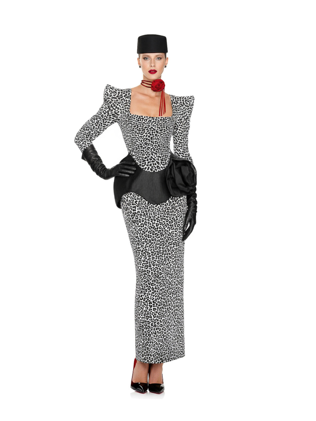 Stretch Cotton Twill Corseted Top with Long Sleeves