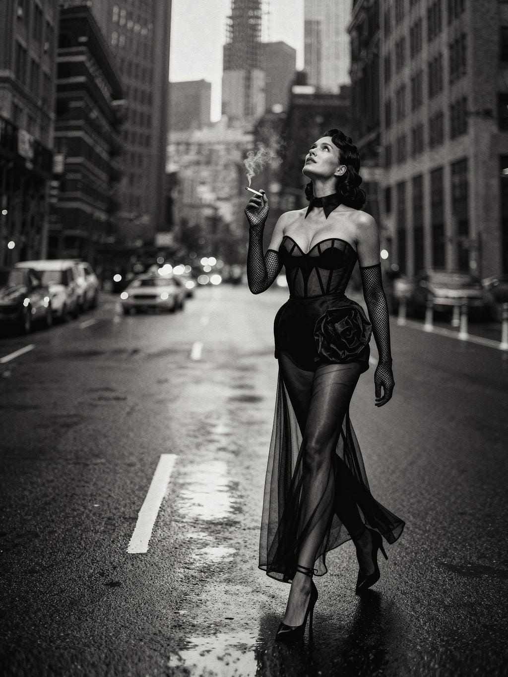 The Chapel Window Mesh Bustier in Black