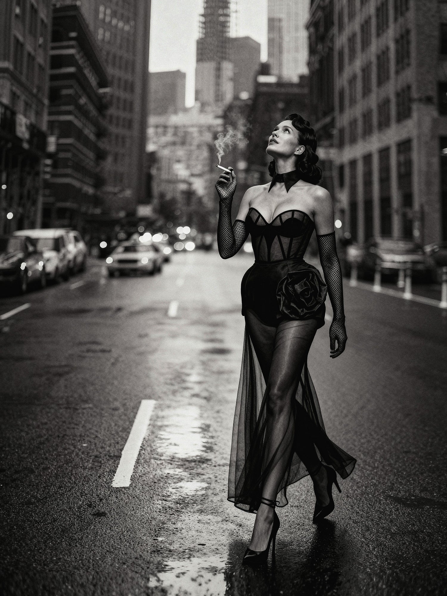 The Chapel Window Mesh Bustier in Black