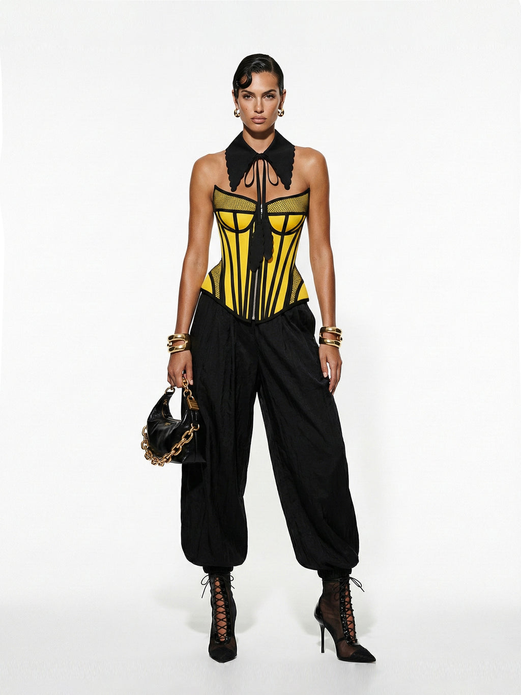 Scalloped Detachable Collar with Ties