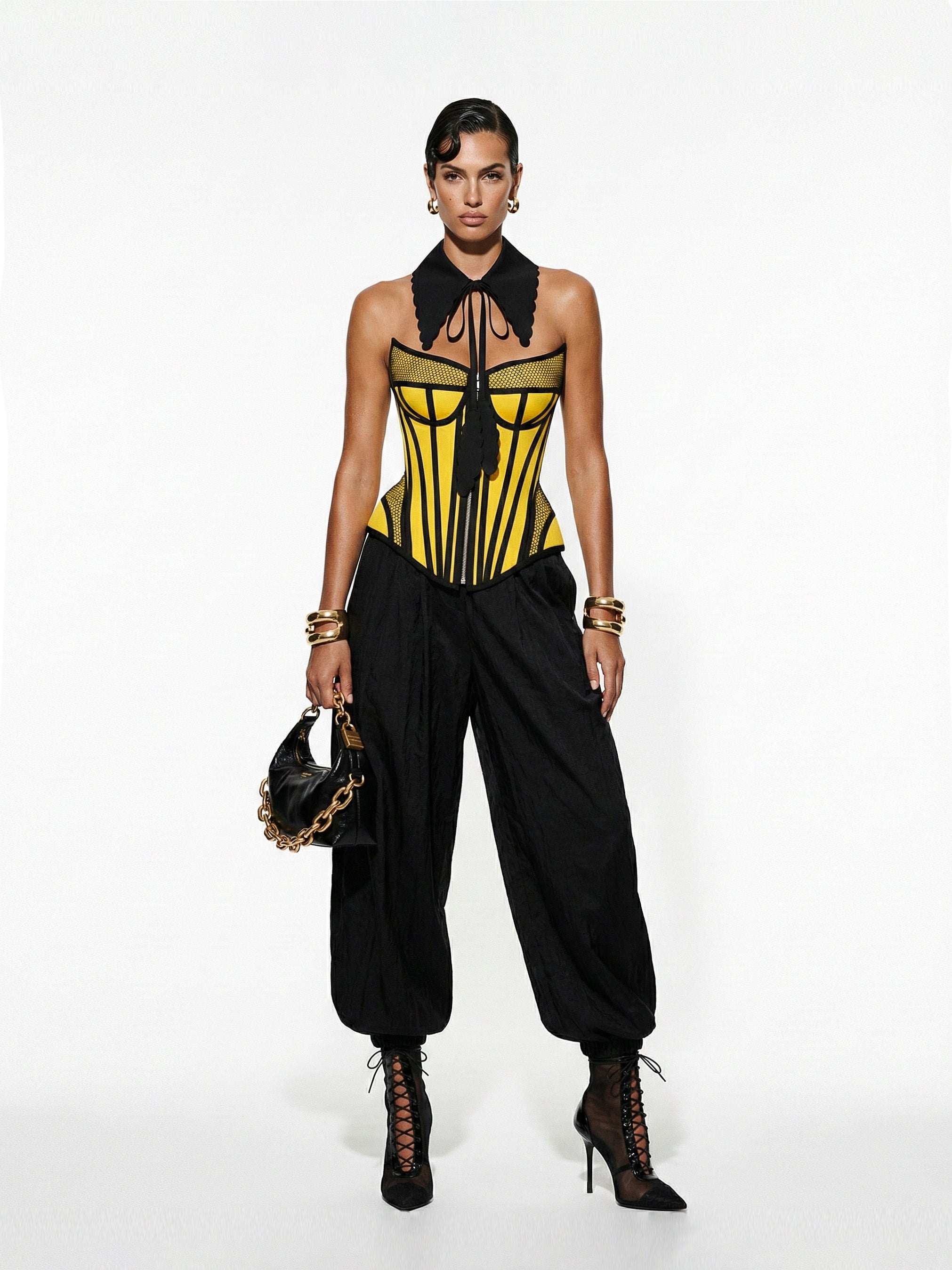 Scalloped Detachable Collar with Ties