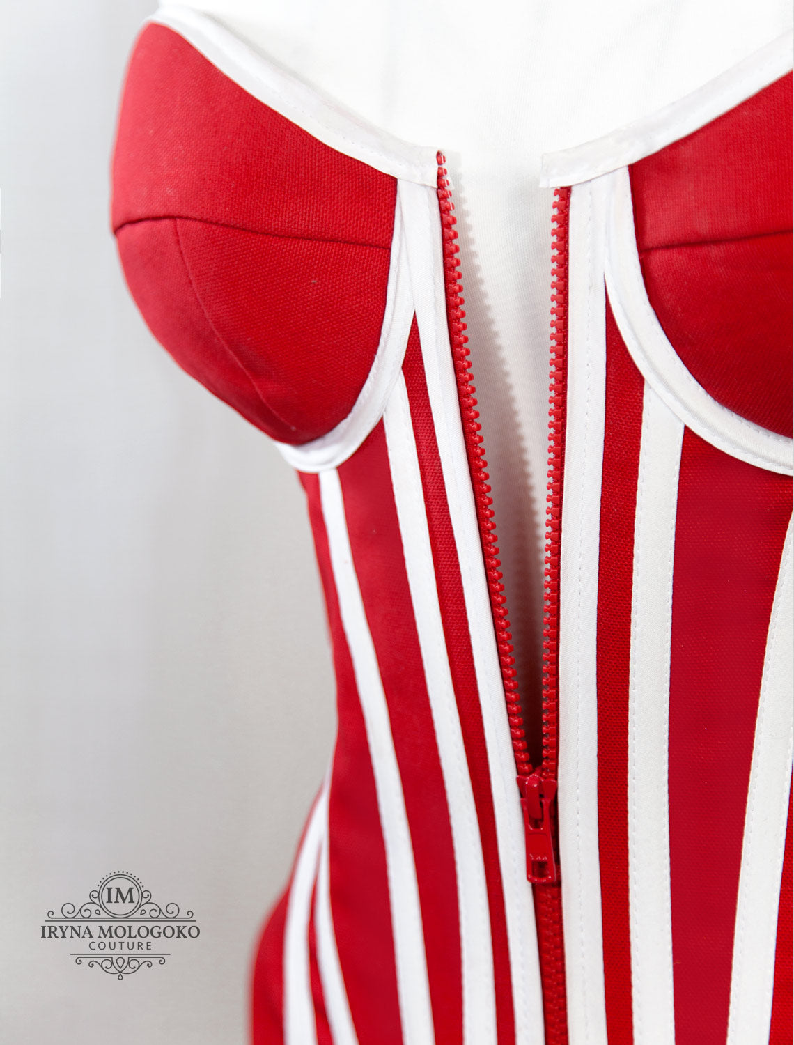 Red Porsche Front Zipper Corset - Mologoko Couture