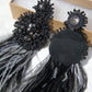 Black and Grey TWO TONE BEADED STATEMENT EARRINGS - Mologoko Couture
