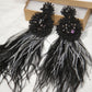 Black and Grey TWO TONE BEADED STATEMENT EARRINGS - Mologoko Couture