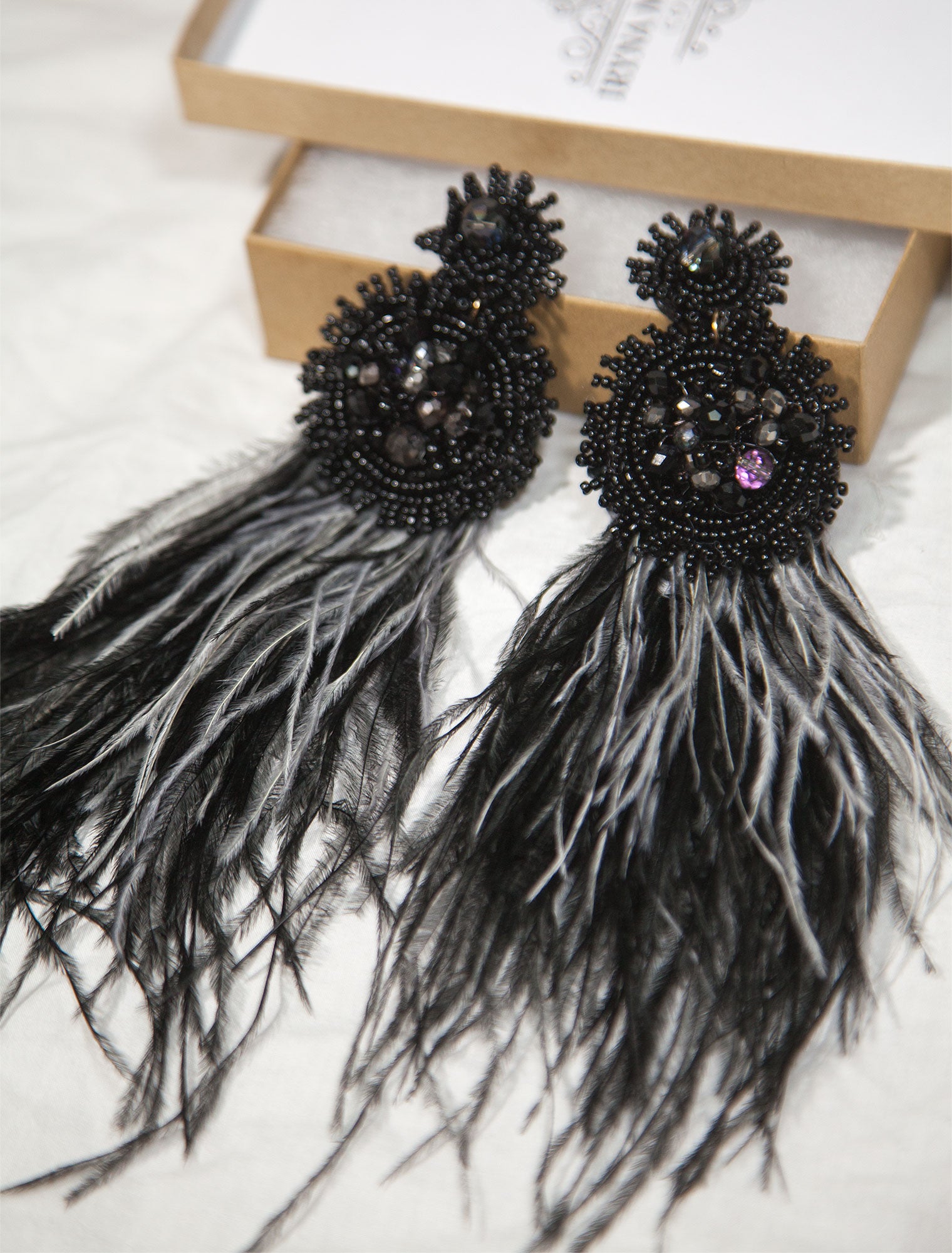 Black and Grey TWO TONE BEADED STATEMENT EARRINGS - Mologoko Couture