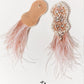 BLUSH PINK BEADED OSTRICH FEATHER STATEMENT EARRINGS - Mologoko Couture