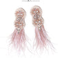 BLUSH PINK BEADED OSTRICH FEATHER STATEMENT EARRINGS - Mologoko Couture