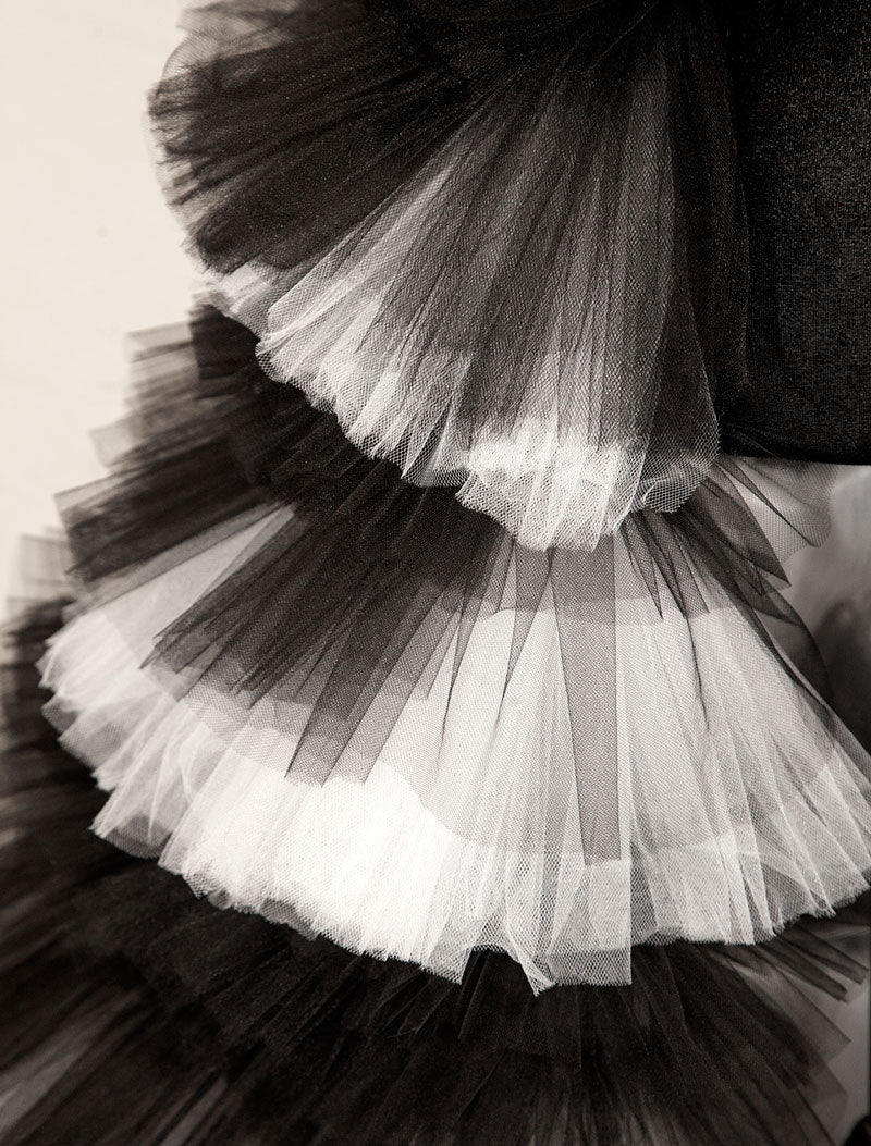 The Chapel Window Tulle Black and White Overskirt - Mologoko Couture