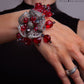 Chunky Ruby Red Silver Hand Beaded Bracelet - Mologoko Couture