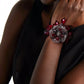 Chunky Ruby Red Silver Hand Beaded Bracelet - Mologoko Couture
