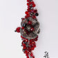 Chunky Ruby Red Silver Hand Beaded Bracelet - Mologoko Couture