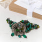 Emerald Green Chunky Dark Silver Hand Beaded Bracelet - Mologoko Couture