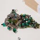 Emerald Green Chunky Dark Silver Hand Beaded Bracelet - Mologoko Couture