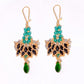 Marcella Hand Beaded Drop Green Gold Earrings - Mologoko Couture