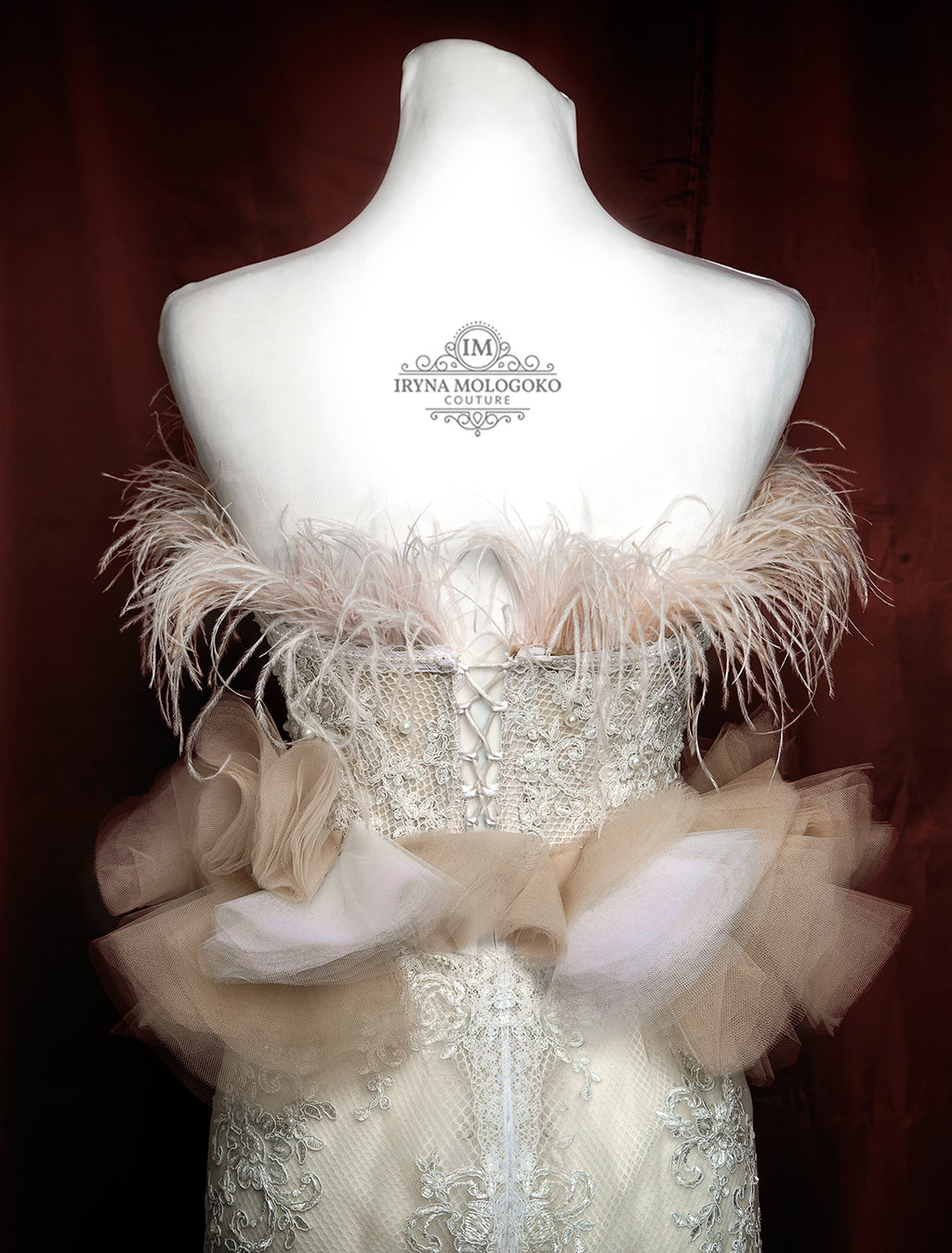 White Swan Red Carpet Style Wedding Corseted Gown Set - Mologoko Couture