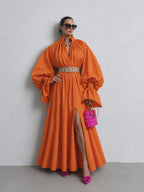 The Ethereal Plissé Poet Maxi Dress