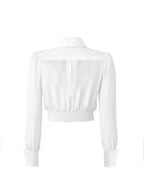 Viola Large Collar Long Sleeves Crop Top Shirt