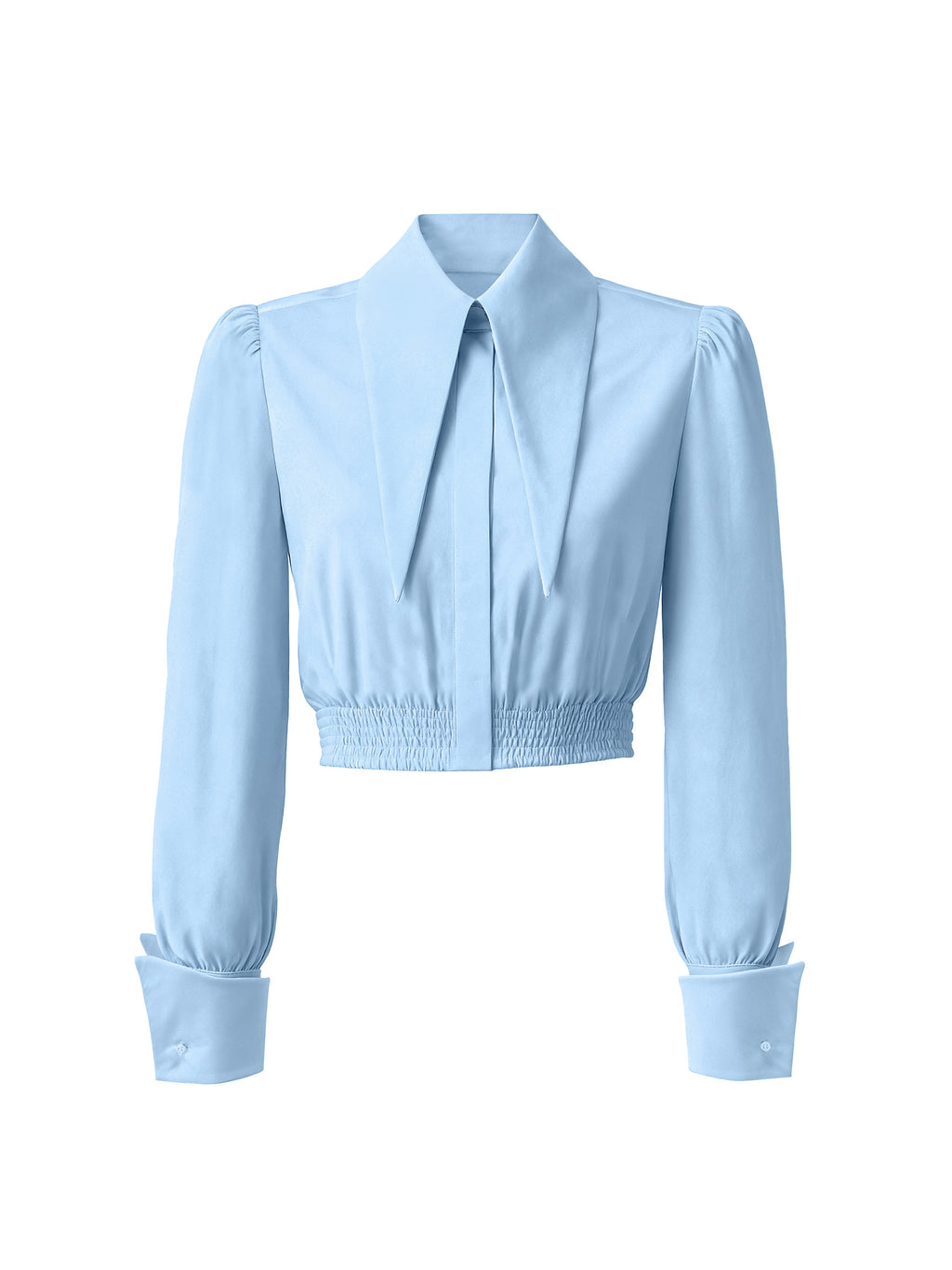 Large Pointy Collar Long Sleeves Crop Top Shirt