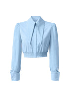Viola Large Collar Long Sleeves Crop Top Shirt