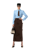 Viola Large Collar Long Sleeves Crop Top Shirt