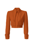 Viola Large Collar Long Sleeves Crop Top Shirt