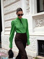 Victoria Large Collar Long Sleeves Fitted Shirt
