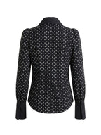 Large Pointy Collar Long Sleeves Polka Dots Shirt