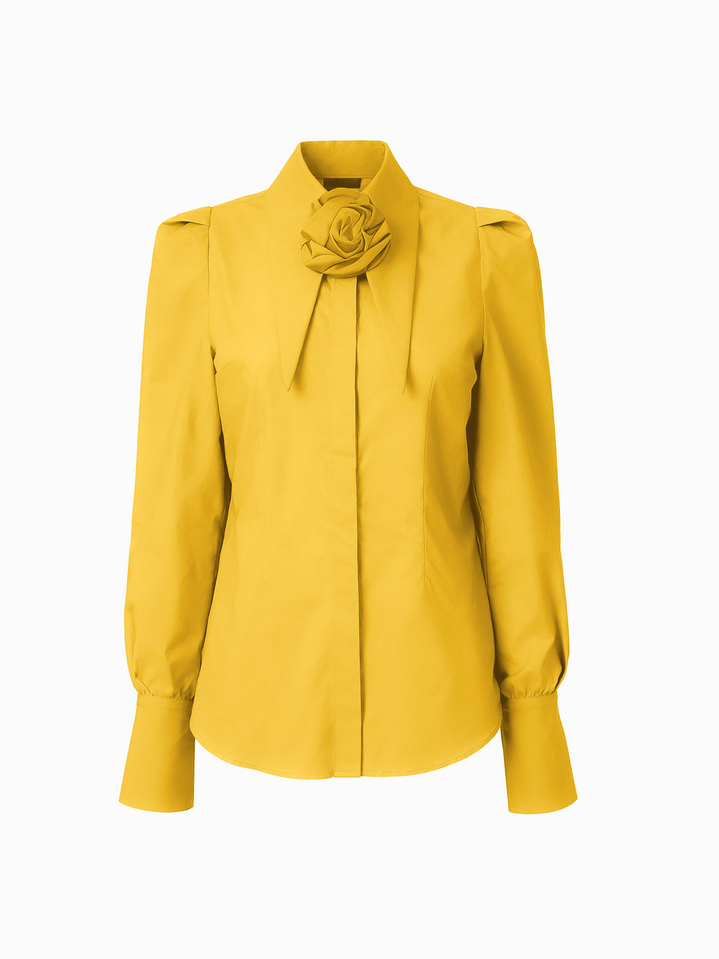 Large Pointy Collar Long Sleeves Fitted Shirt