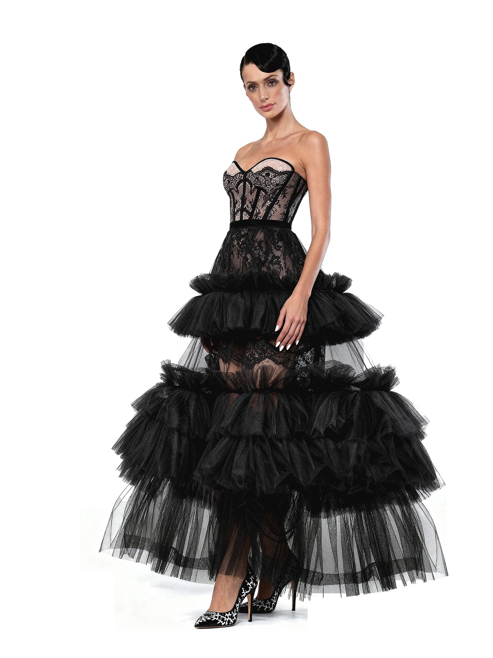 Femme En Noir Black Couture Corseted Dress