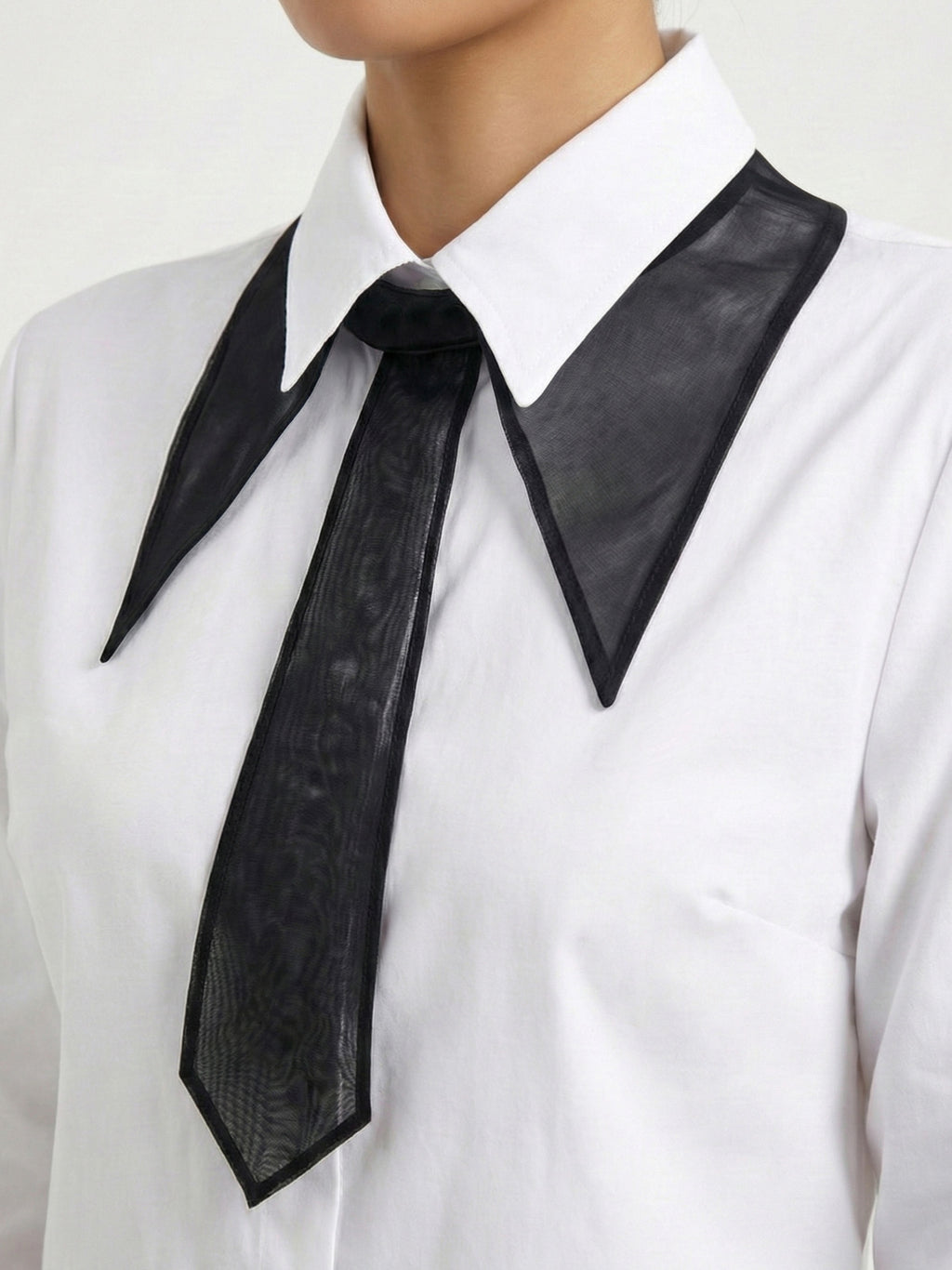 Organza Detachable Collar with Faux Tie