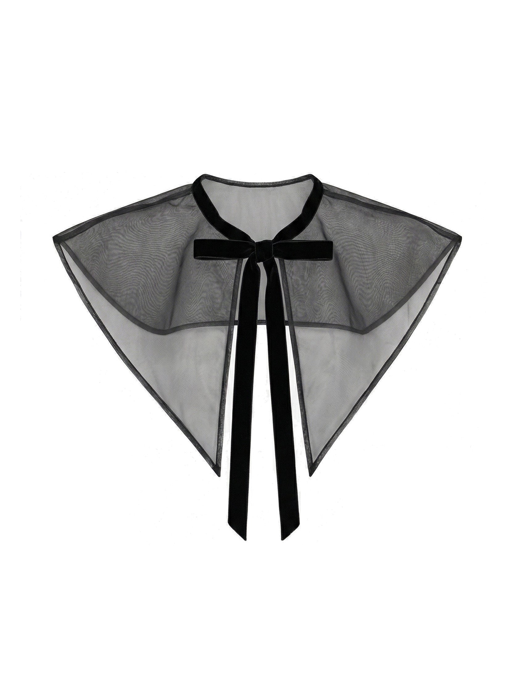 Organza Oversized Detachable Collar with Velvet Ties