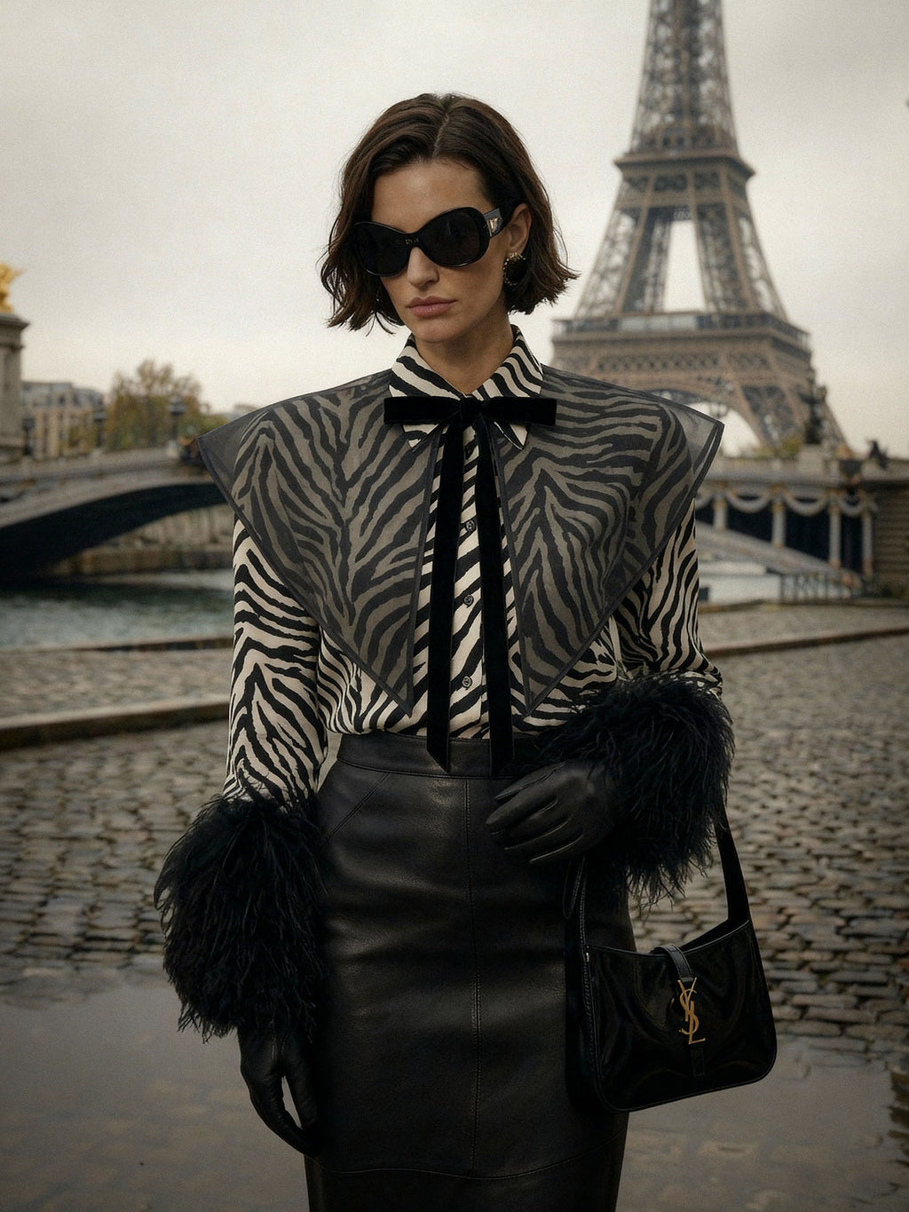 Organza Oversized Detachable Collar with Velvet Ties