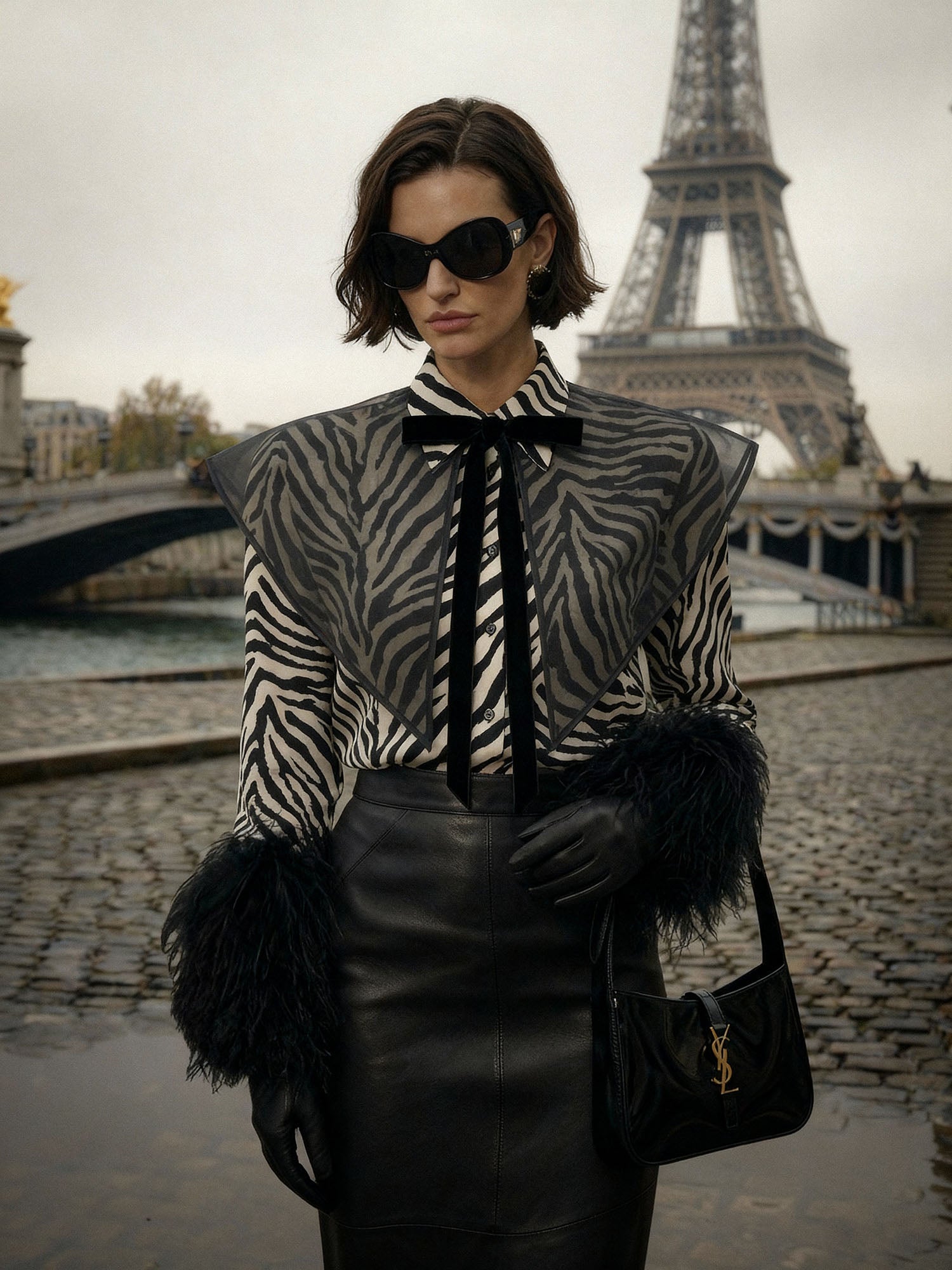 Organza Oversized Detachable Collar with Velvet Ties