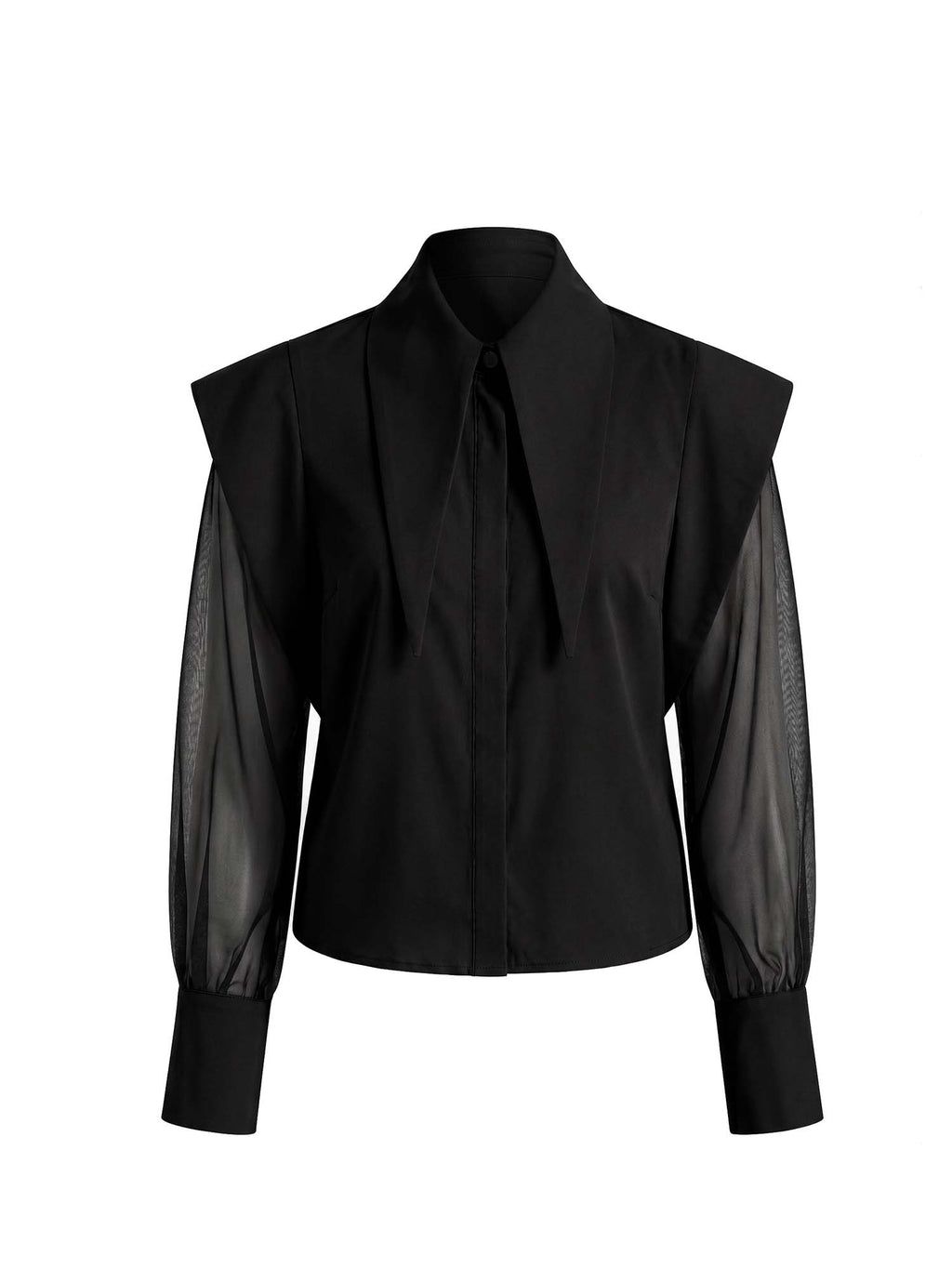 Blanca Long Collar Organza Sleeves Shirt