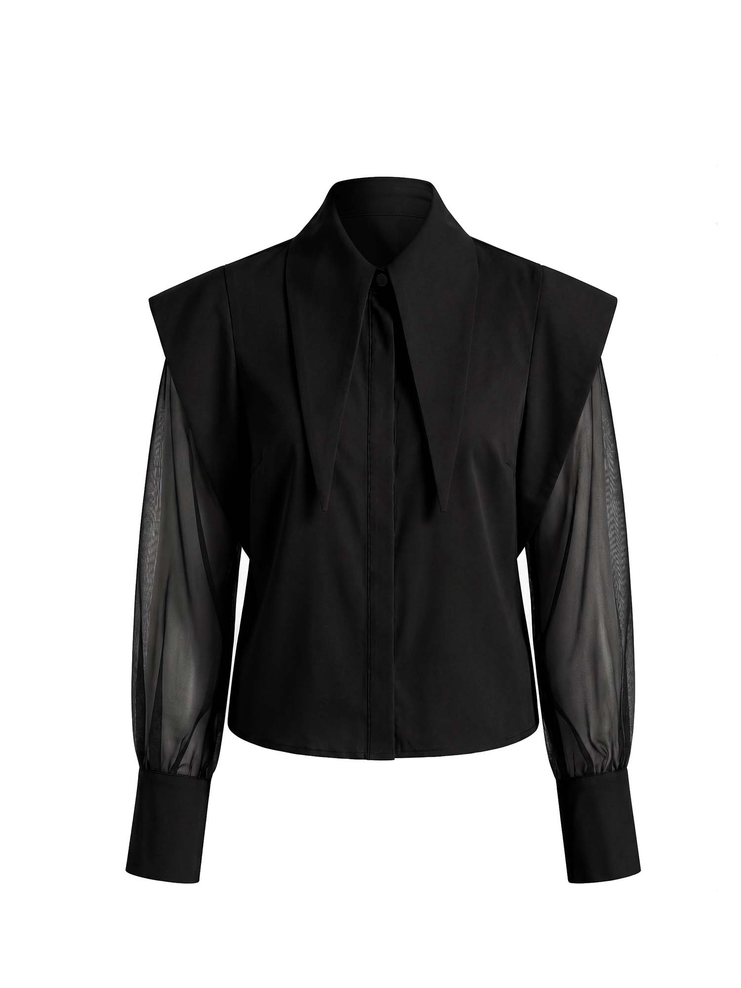Blanca Long Collar Organza Sleeves Shirt