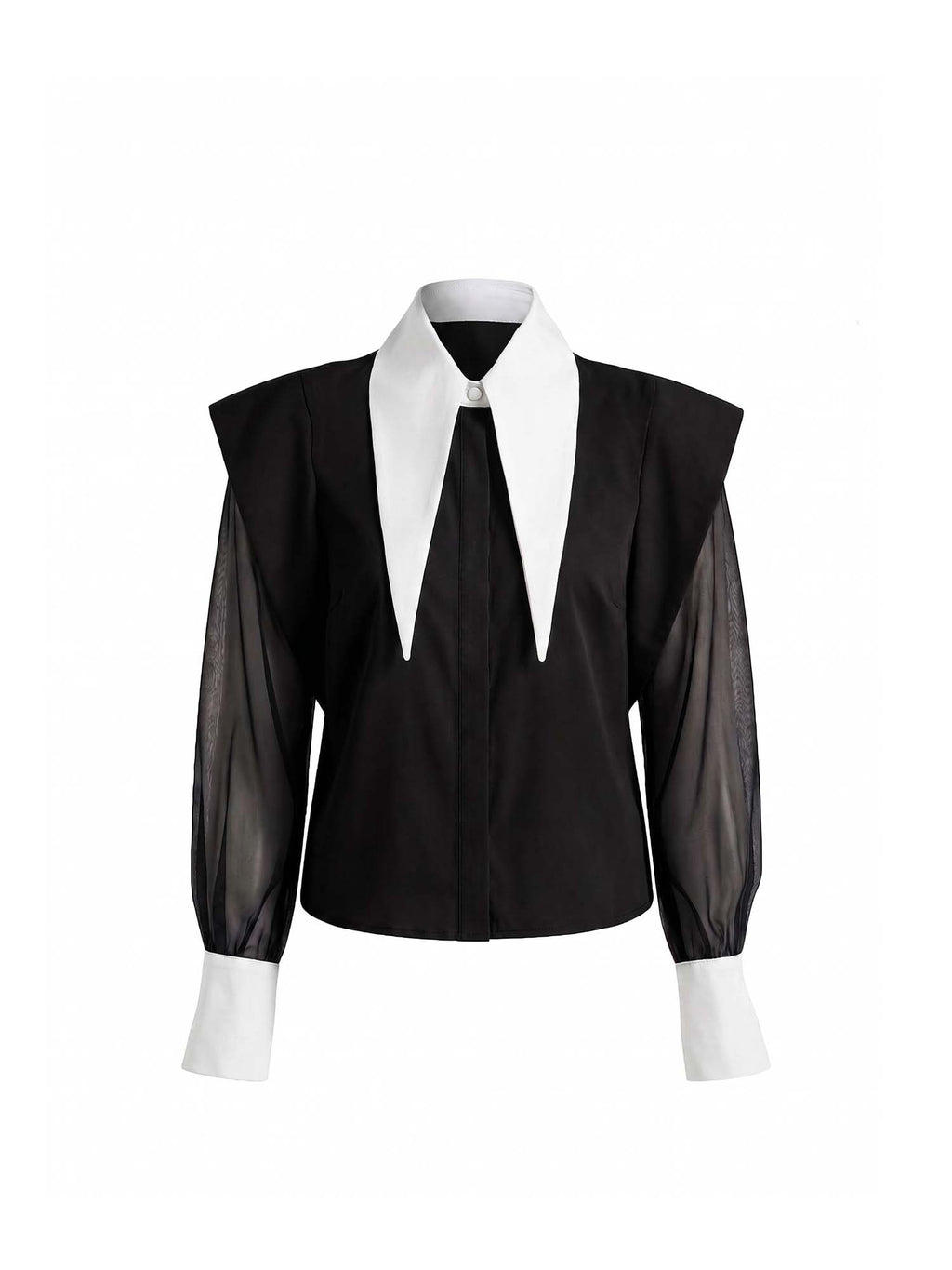 Blanca Long Collar Organza Sleeves Shirt