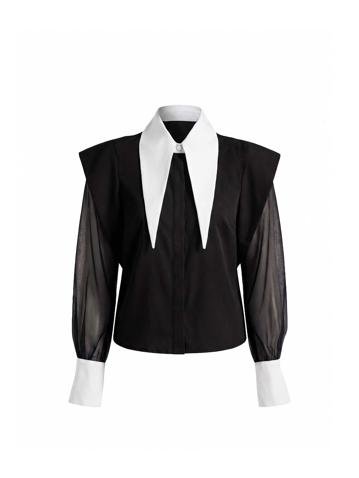 Blanca Long Collar Organza Sleeves Shirt
