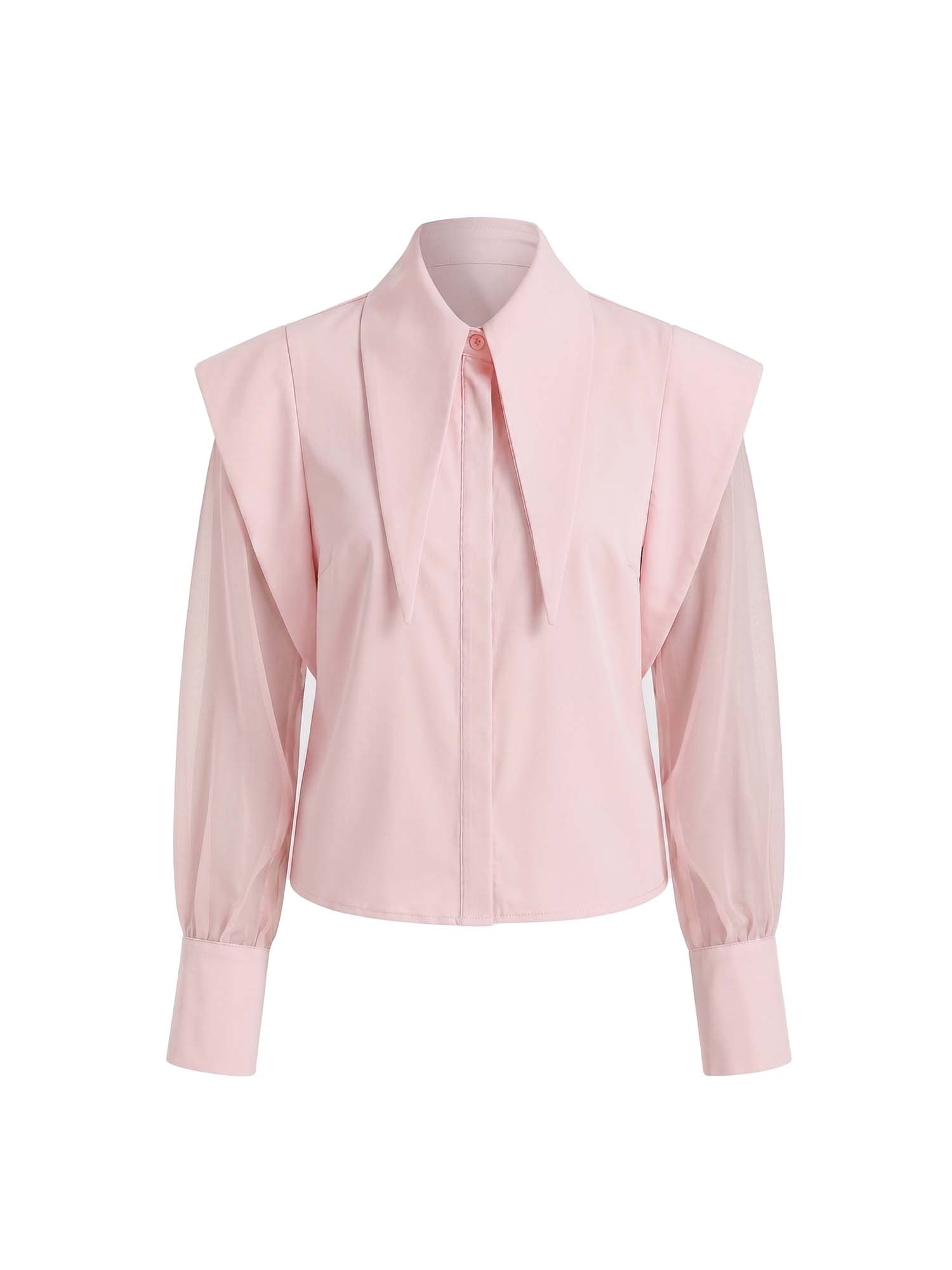 Blanca Long Collar Organza Sleeves Shirt