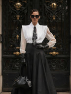 Blanca Long Collar Organza Sleeves Shirt