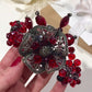Chunky Ruby Red Silver Hand Beaded Bracelet