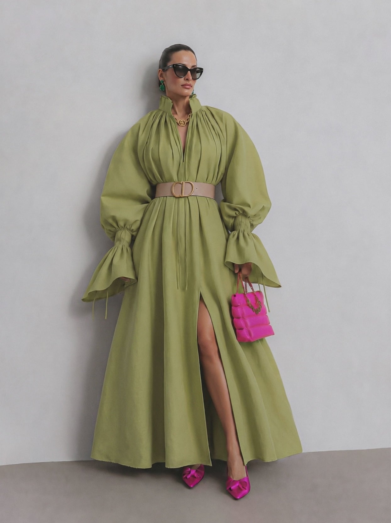 The Ethereal Plissé Poet Maxi Dress