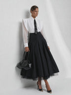 Blanca Long Collar Organza Sleeves Shirt