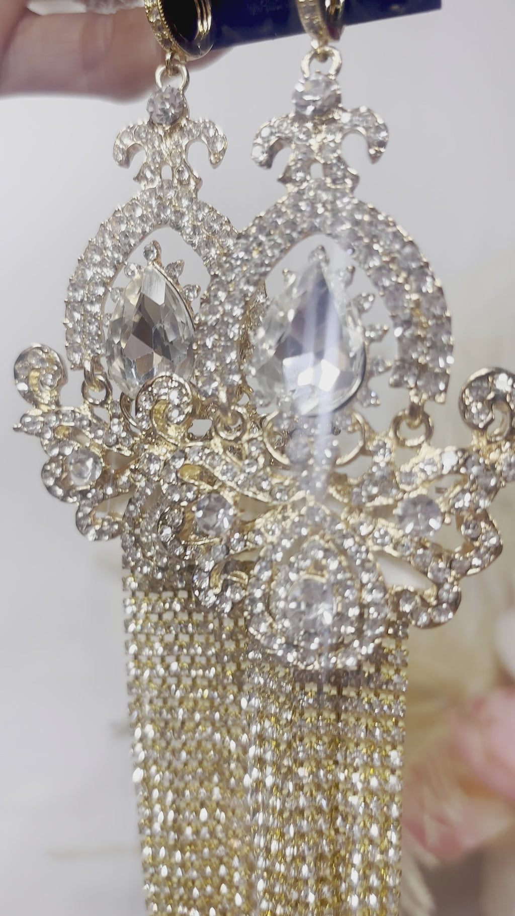 Princess Gold Extra Large Dangle Statement Earrings