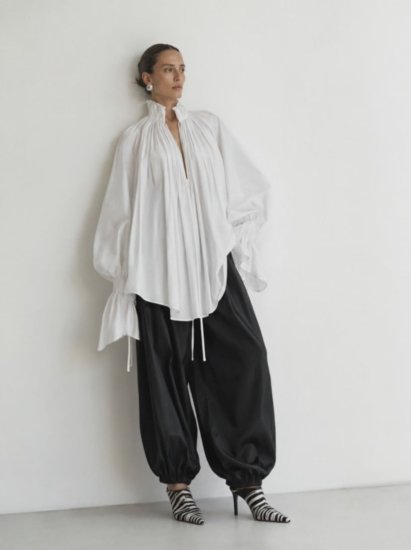 The Ethereal Plissé Poet Blouse