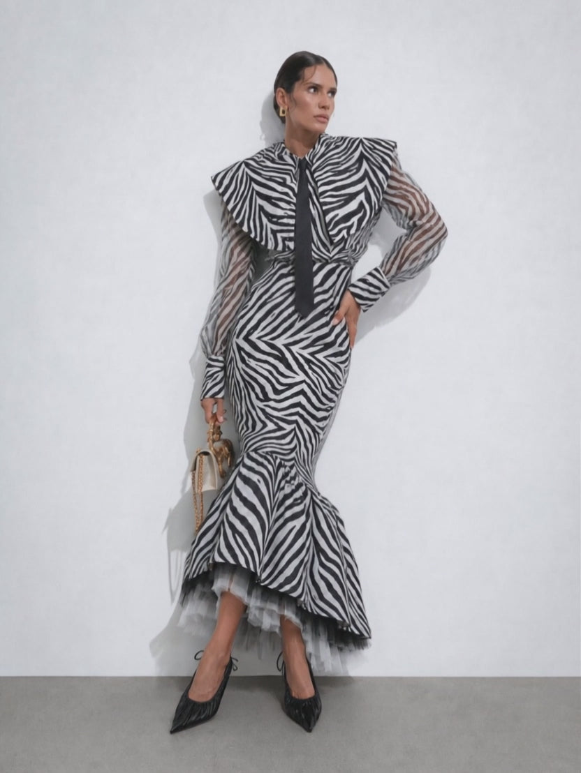Pam Cotton Skirt in Zebra With Petticoat