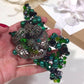 Emerald Green Chunky Dark Silver Hand Beaded Bracelet