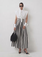 High-Waisted Striped Cotton Maxi Skirt, video
