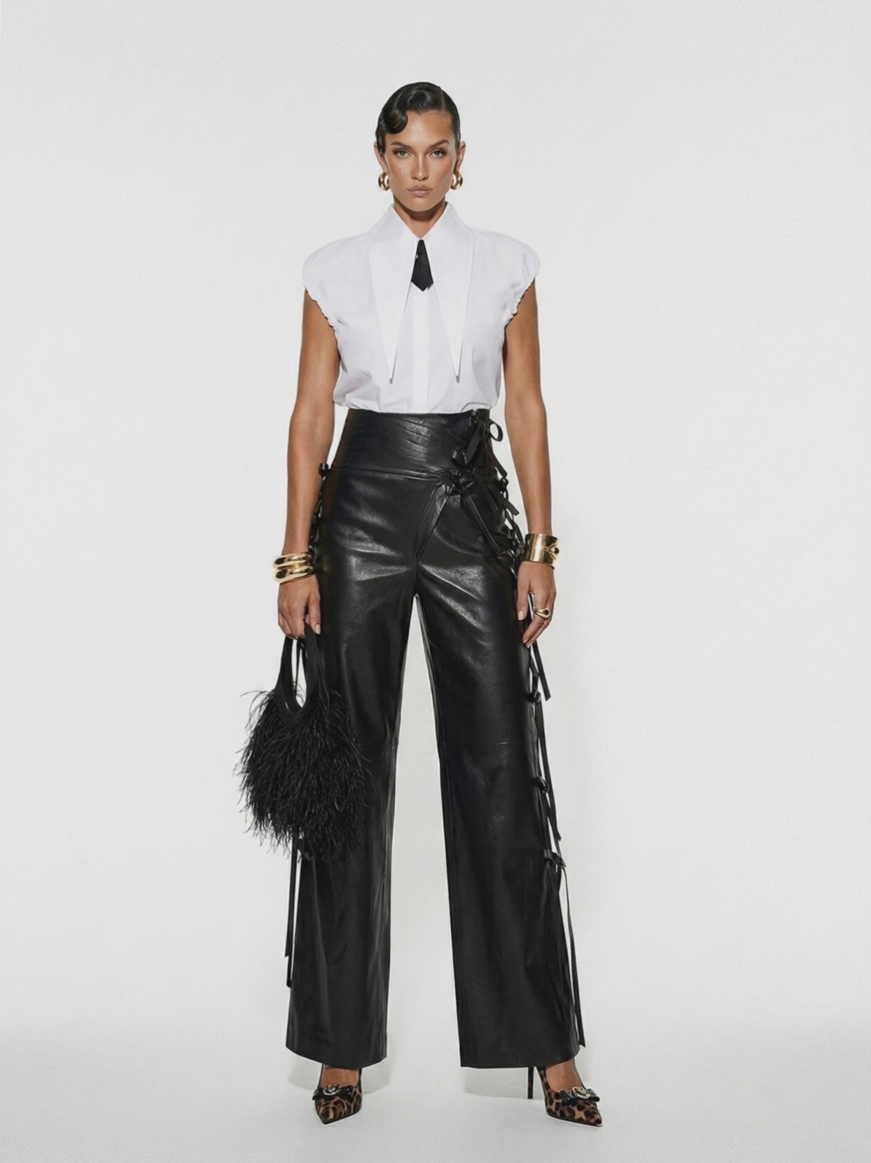 Large Pointy Collar Crop Top