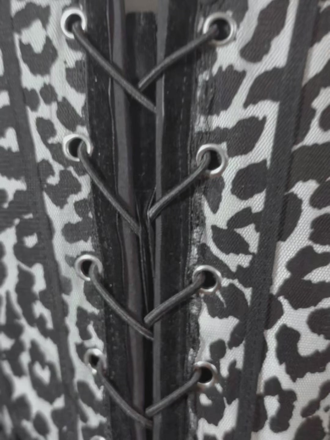 Leopard Twill Cotton Front Lacing Corset