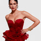 Dina Red Carpet Style Corset with Peplum and Flower